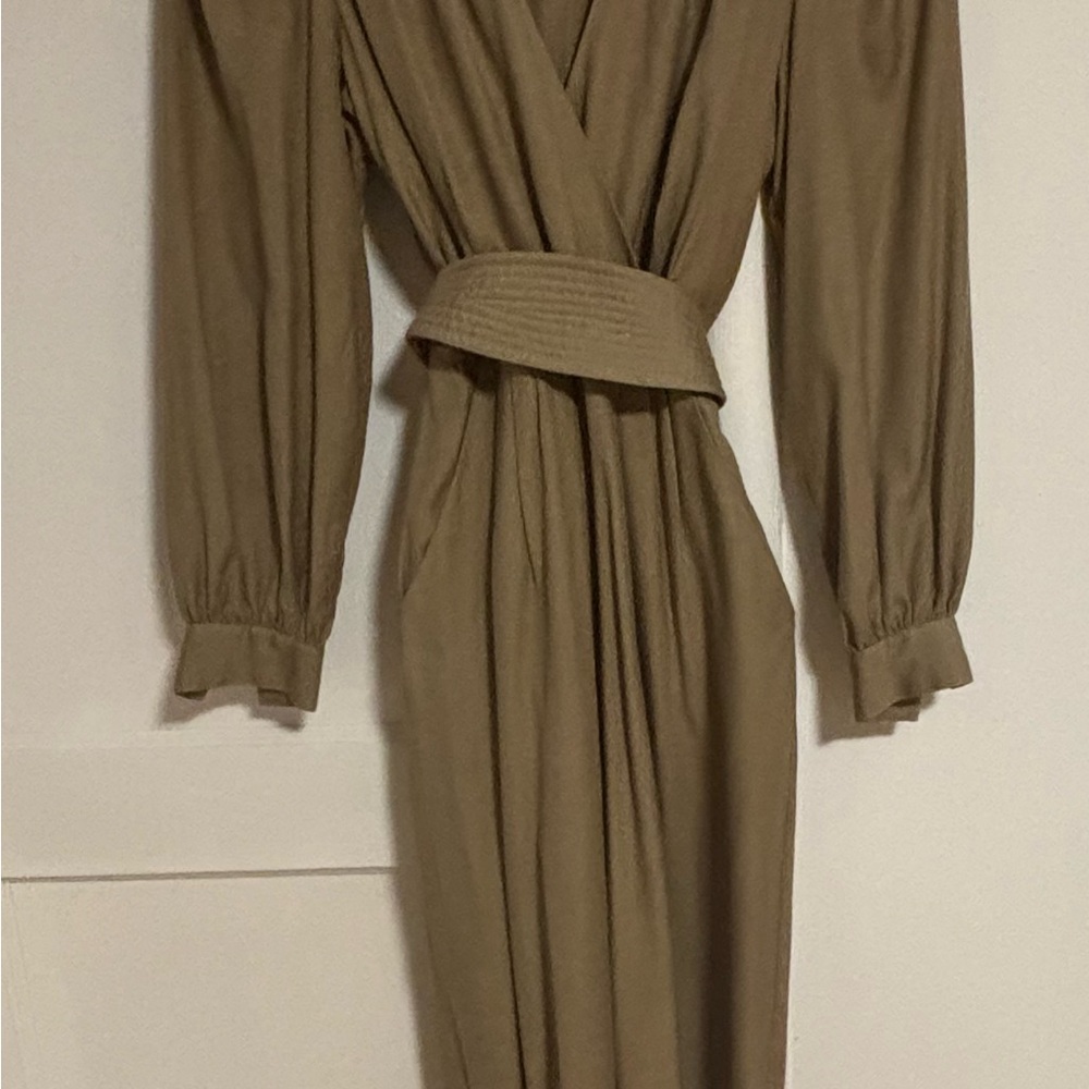 Vintage RARE Pierre Cardin Silk jumpsuit- Beige Petite size 4 - Picture 4 of 10